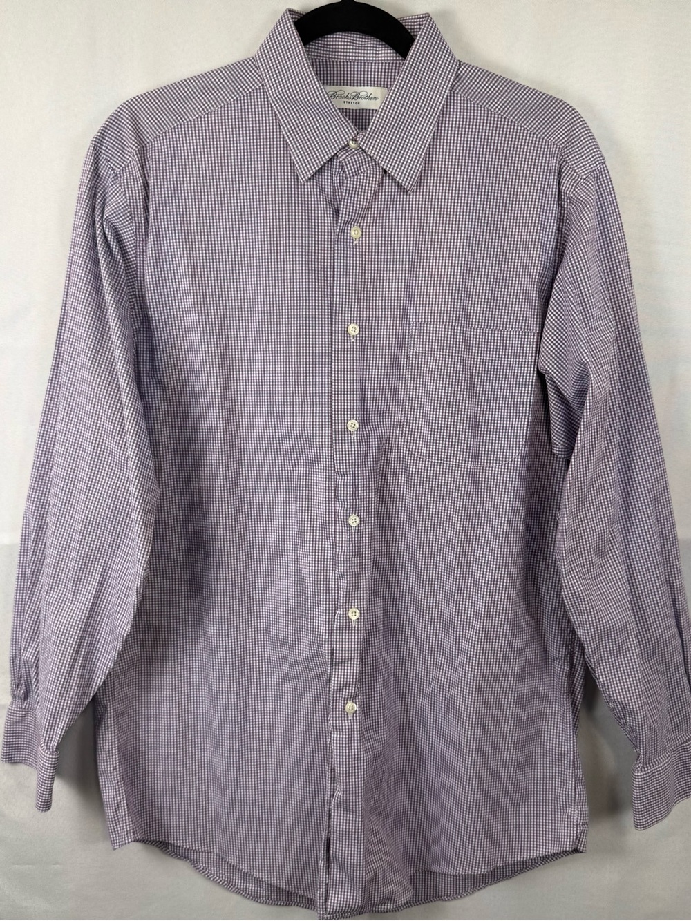 Brooks Brothers Stretch Purple Gingham Dress Shirt 15.5 32/33
